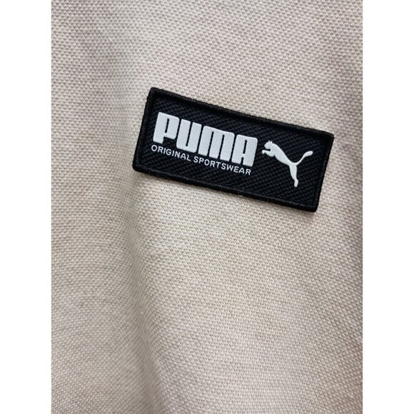 Puma Mens Sweatshirt Size Large Beige Pullover Chest Logo Activewear Loungewear - Picture 3 of 8